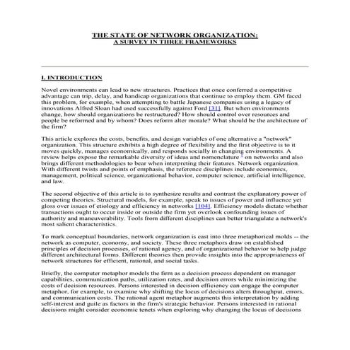 The state of network organization