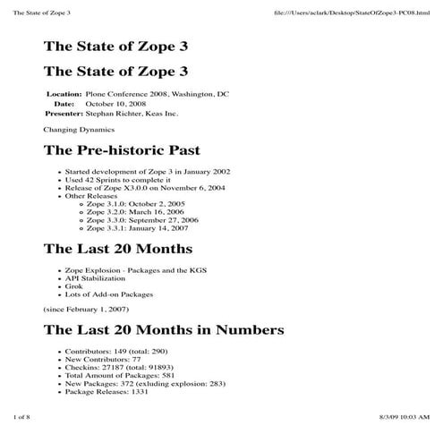 State Of Zope 3 - Stephan Richter