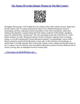 The Status Of Arabo-Islamic Women In The 8Th Century