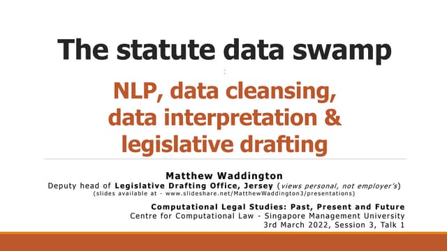 The statute data swamp, Waddington CLS2022