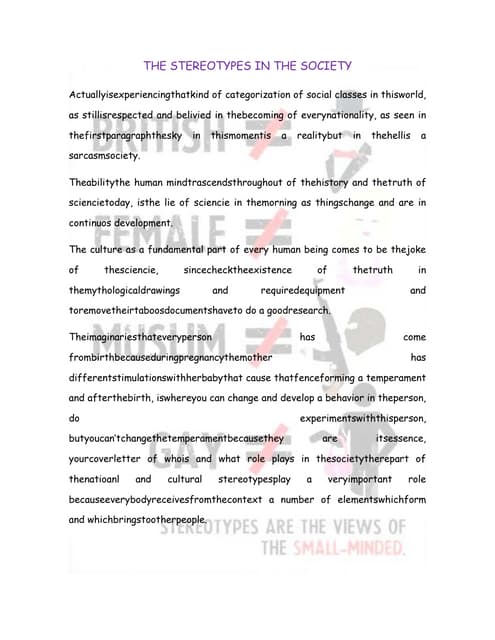 The stereotypes in the society | PDF
