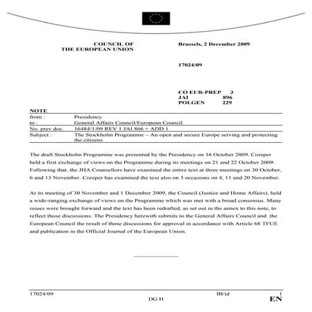 The Stockholm Programme