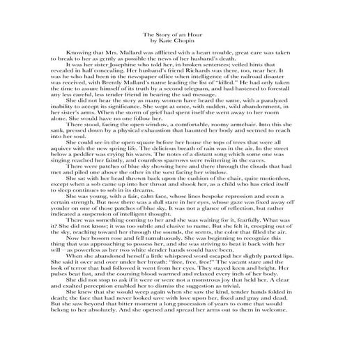 The story of an hour by kate chopin (