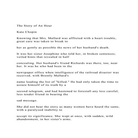 The Story of An Hour Kate Chopin Knowing that Mrs. Mal.docx