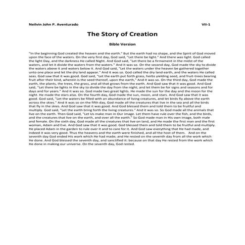 The story of creation