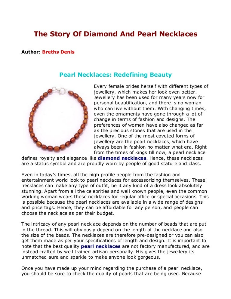 The story of diamond and pearl necklaces