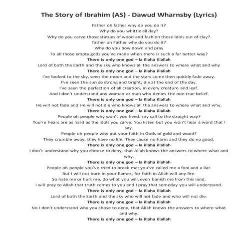 The story of ibrahim - lyrics | DOCX