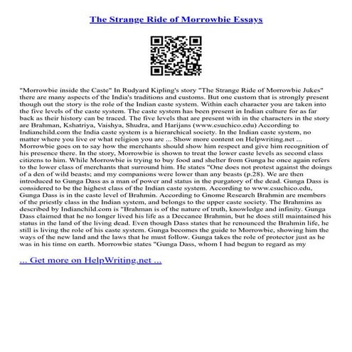 The Strange Ride Of Morrowbie Essays
