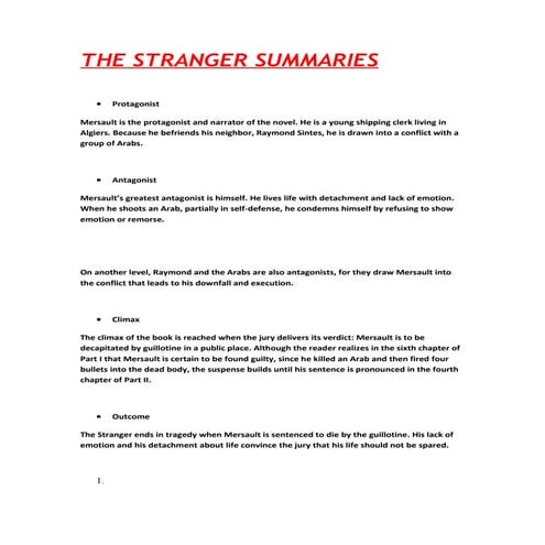 The stranger summary