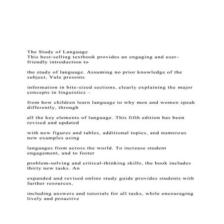 The Study of LanguageThis best-selling textbook provides.docx