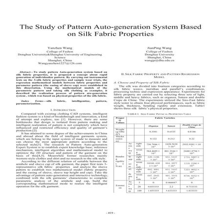 The study of pattern auto generation system based on silk fabric properties