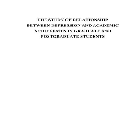 The Study of Relationship Between Depression And Academic Achievement ...