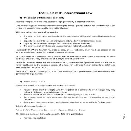 The subject of international law