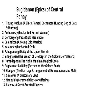 The Sugidanon of Panay - Epic- Chantings
