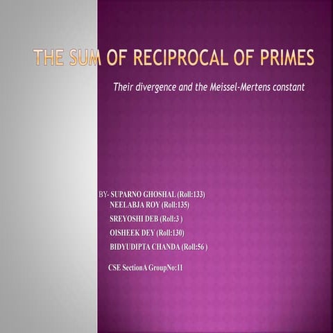 The sum of reciprocal of primes | PPTX