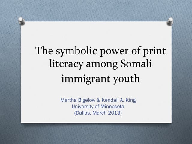 The symbolic power of print literacy among somali immigrant youth