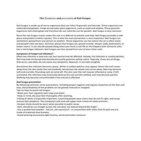 The Symptoms and Prevention of Nail Fungus