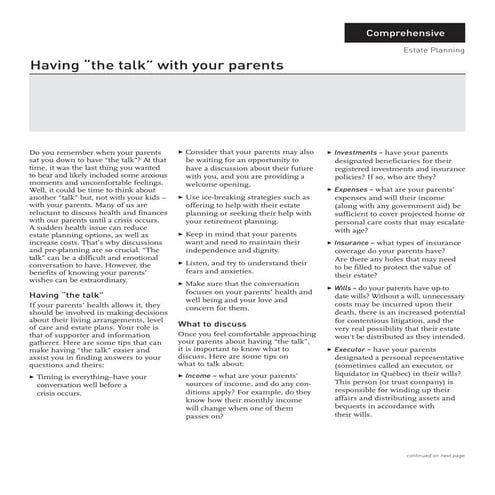 The talk -  aging parents