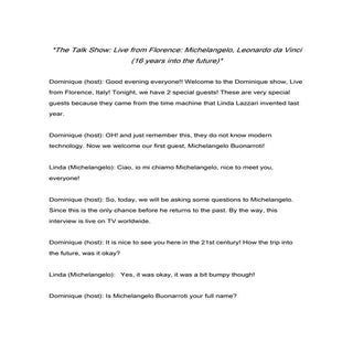 Live from Florence Talk Show Script