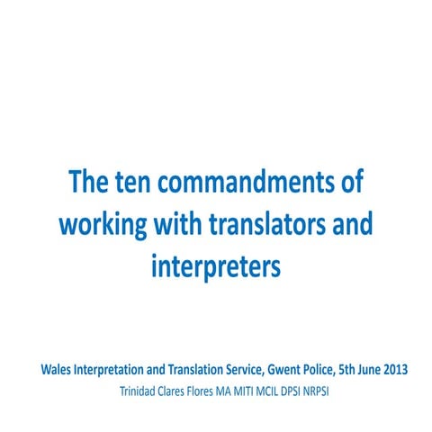The ten commandments of working with translators and interpreters