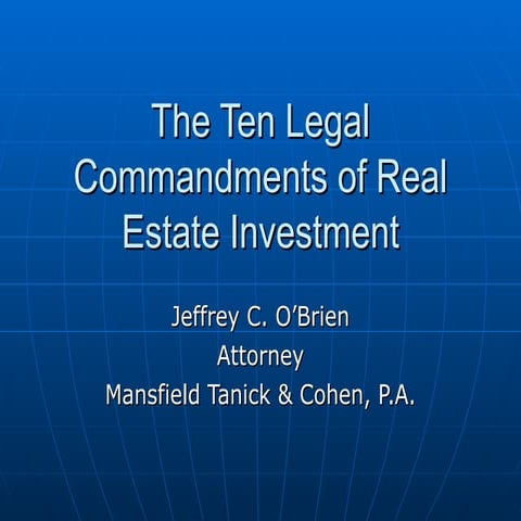 The ten legal commandments of real estate investment | PPT | Home ...