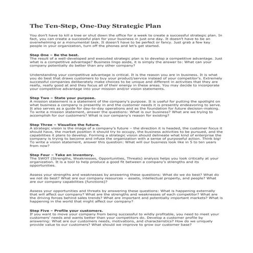 The ten step one day strategic plan (1)