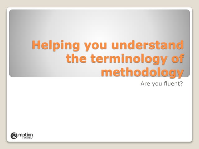 The terminology of methodology
