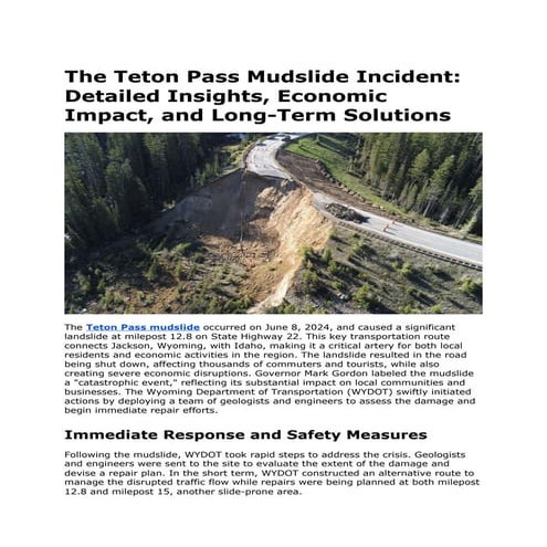 The Teton Pass Mudslide Incident_ Detailed Insights, Economic Impact ...