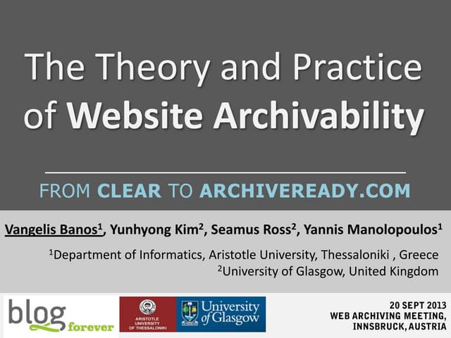 The theory and practice of Website Archivability