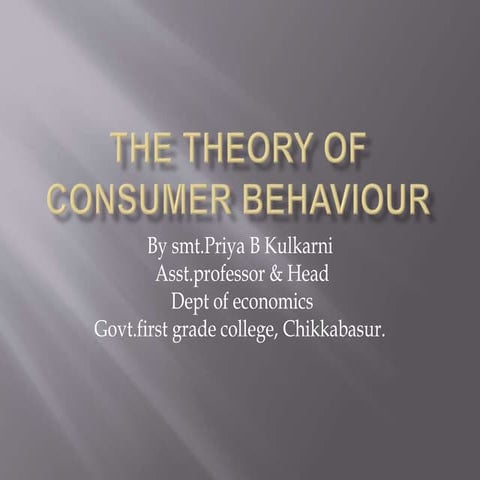GFGC CHIKKABASUR ( The theory of consumer behaviour )