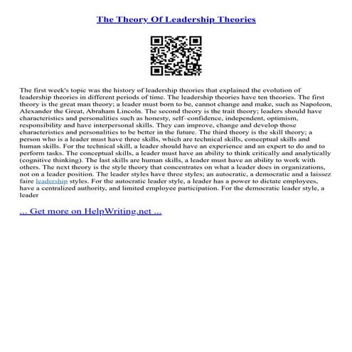 The Theory Of Leadership Theories