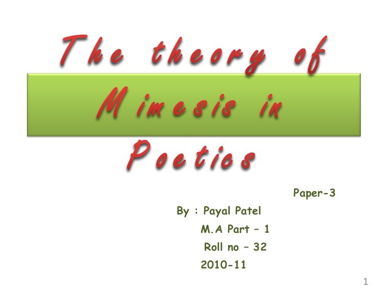 The theory of mimesis in poetics 3