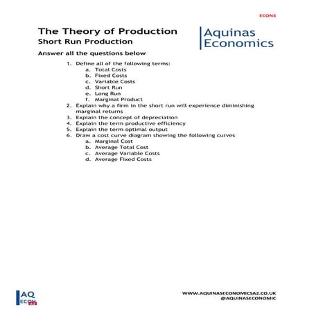 The theory of production short run | DOCX