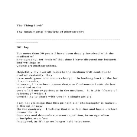 The Thing ItselfThe fundamental principle of photography.docx