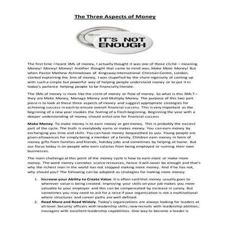 The three aspects of money