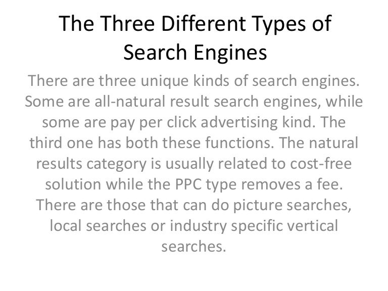The three different types of search engines2