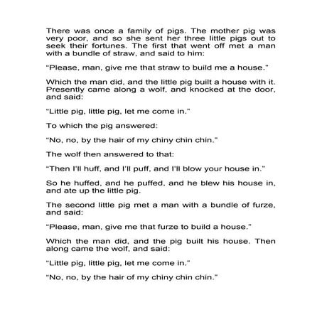 The three little pigs text | PDF