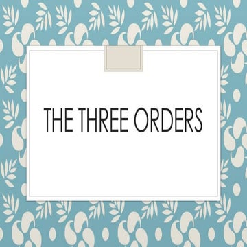 The Three Orders (1) a general articles etc