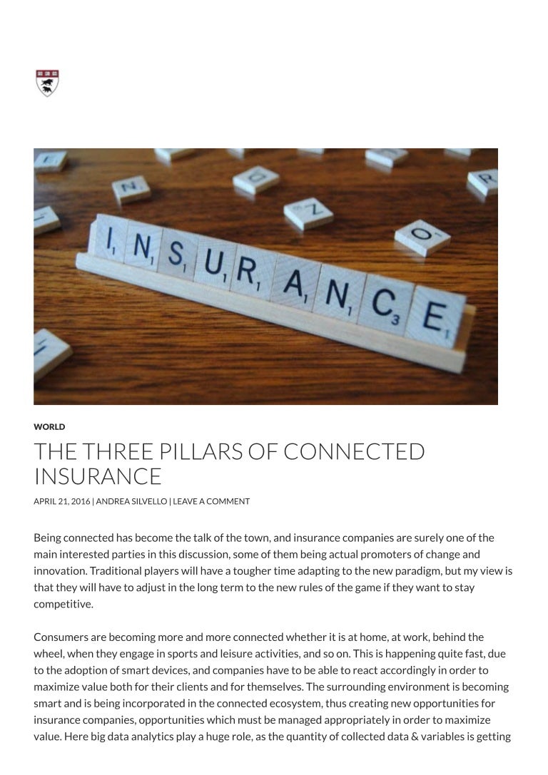 The three pillars of connected insurance Harvard Economics Review