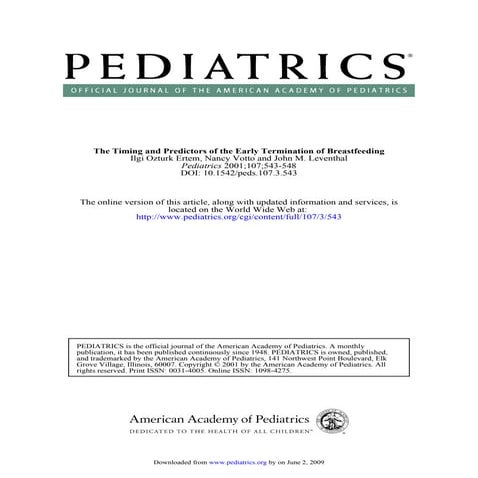 The Timing And Predictors Of The Early Termination Of Breastfeeding
