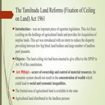 The TN Land Reforms (Fixation of Ceiling on land) Act, 1961.pptx