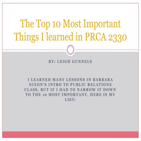 The Top 10 Most Important Things I Learned