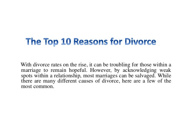 The Top 10 Reasons for Divorce