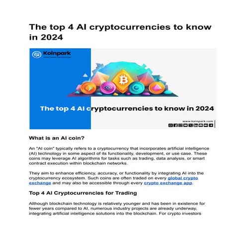 The top 4 AI cryptocurrencies to know in 2024 .pdf