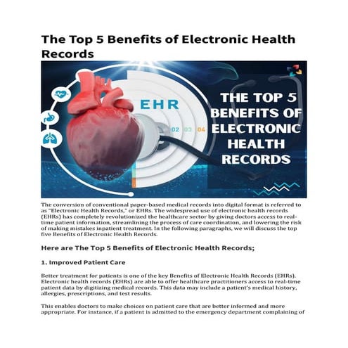 Top 5 Benefits of Electronic Health Records | The Lifesciences Magazine ...