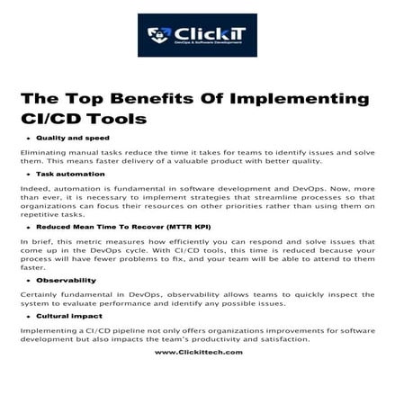 Top Benefits Of Implementing CI/CD Tools - ClickIT