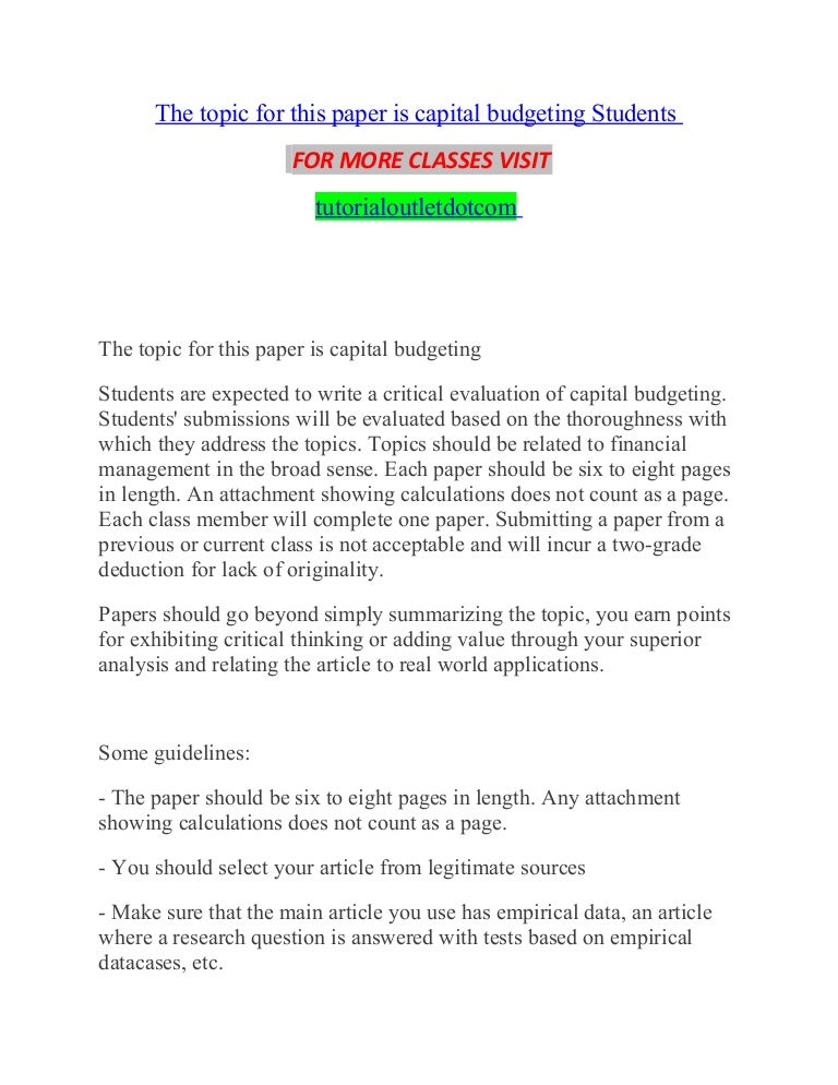 Research paper budgeting picture