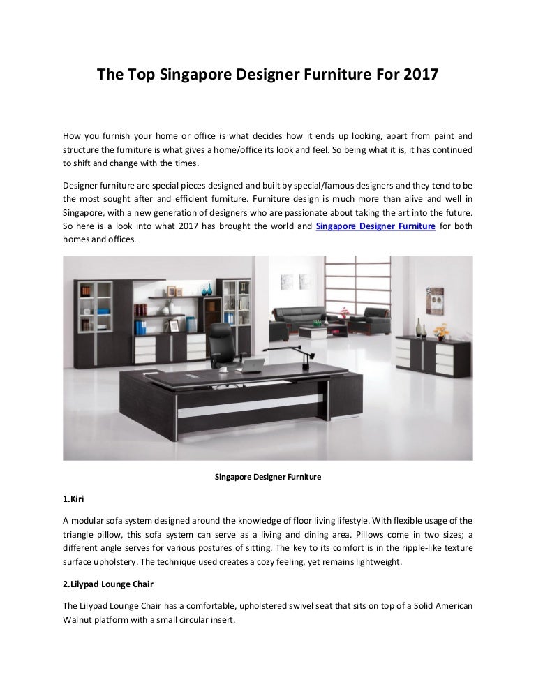 The top singapore designer furniture for 2017