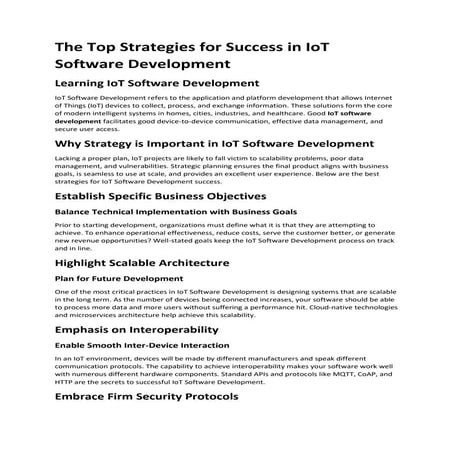 The Top Strategies for Success in IoT Software Development