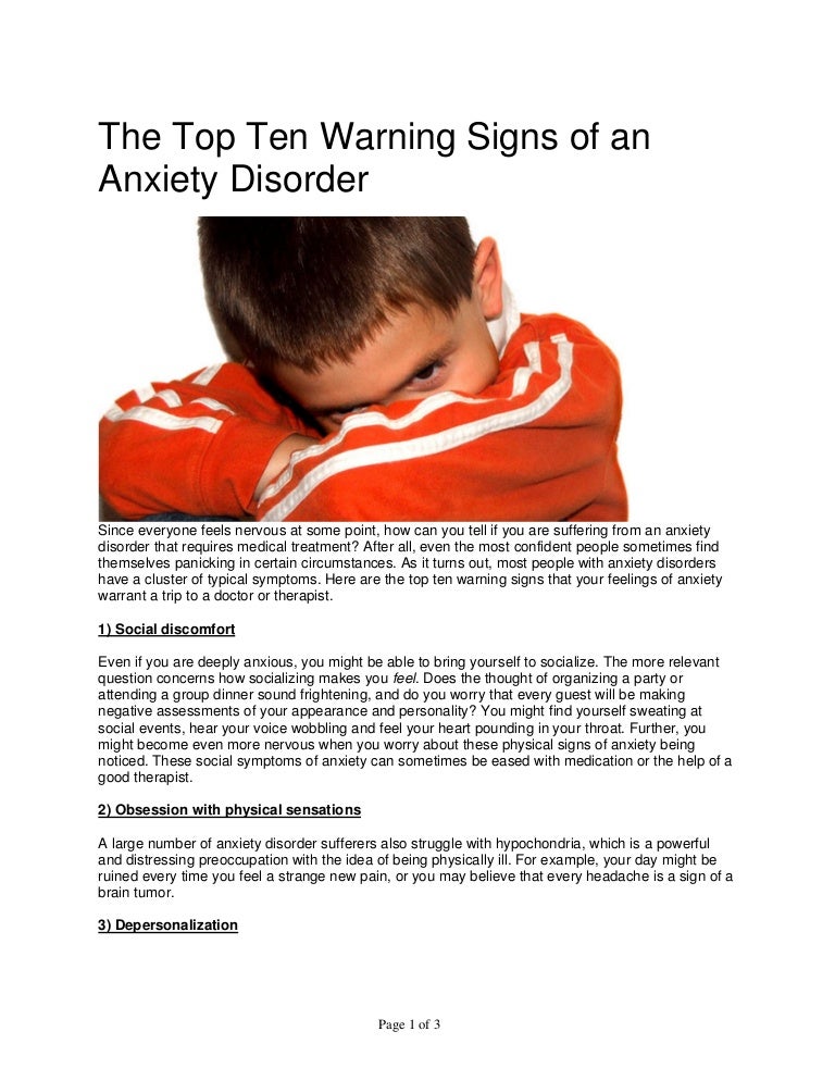 The Top Ten Warning Signs of an Anxiety Disorder